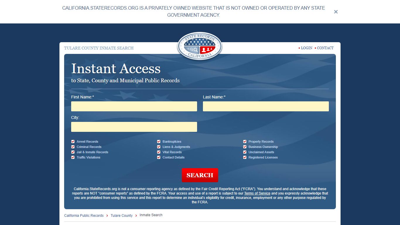 Tulare County, California Inmate Search | StateRecords.org